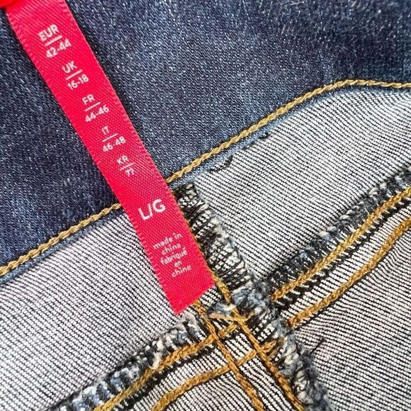 Spanx by Sara Blakely Jeans Womens Large Blue Dark-Wash Mid-Rise Skinny Fit - Picture 7 of 12